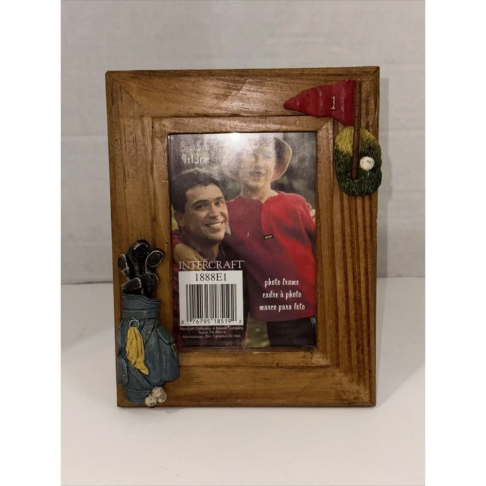Intercraft Wood Golf Photo Frame 3.5x5 3D Golf Bag Flag Sports Decor 1888E1